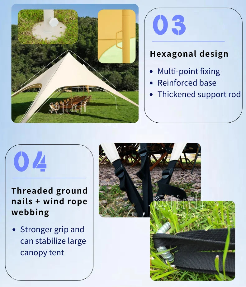 Single Double Pole Star Canopy Tents Octopus Canopy Thicken 900D Oxford Cloth Shape Stretch Canopy Outdoor Peaks Starshade Tents