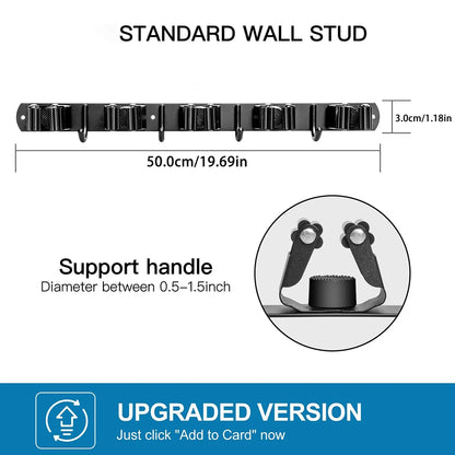 Wall Mount Stainless Steel Mop & Broom Storage Rack
