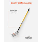 5 Tines Garden Fork Fiberglass Handle 57 in Digging Spading Pitchfork Heavy Duty