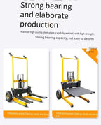 Folding mobile stacker manual forklift hydraulic transporter lifting platform truck loading and unloading household