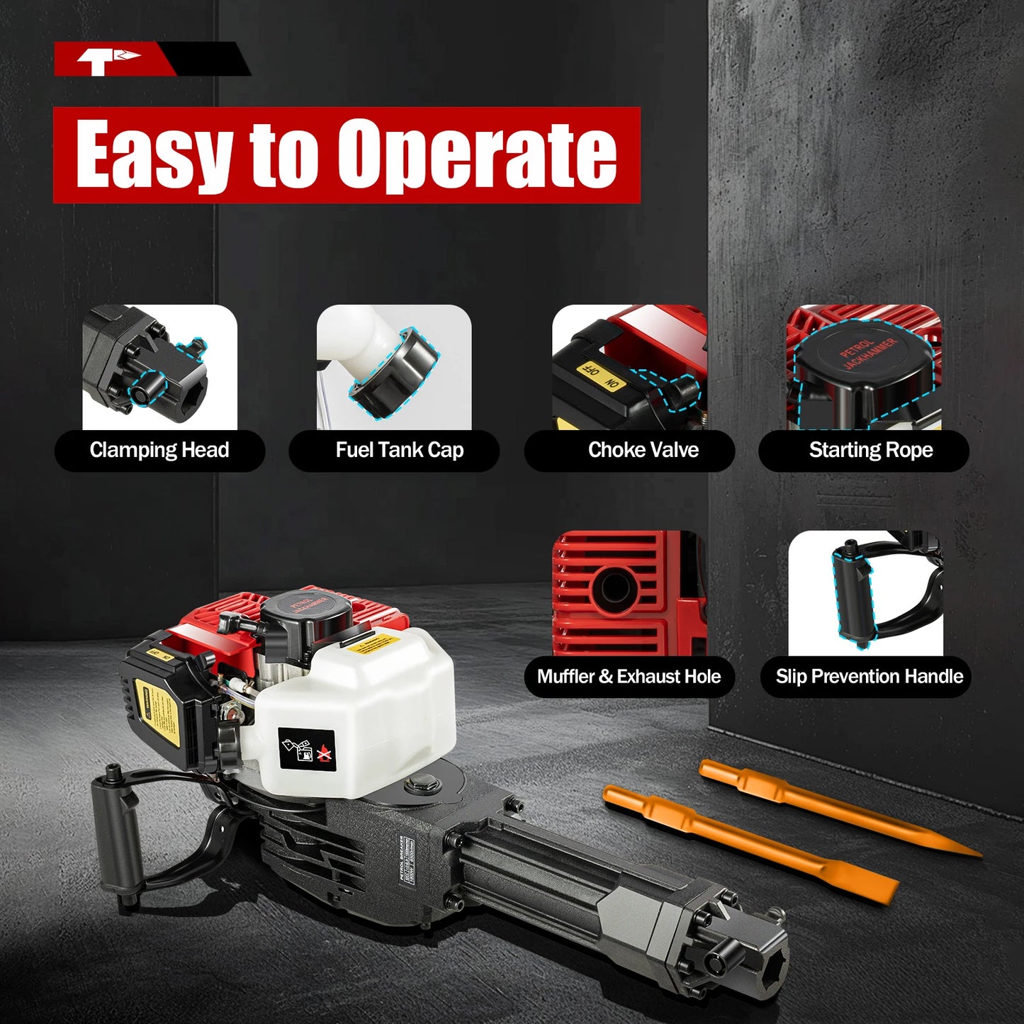 52CC Gasoline Jack Hammer - 1900W Concrete Breaker