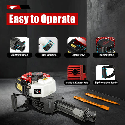 52CC Gasoline Jack Hammer - 1900W Concrete Breaker