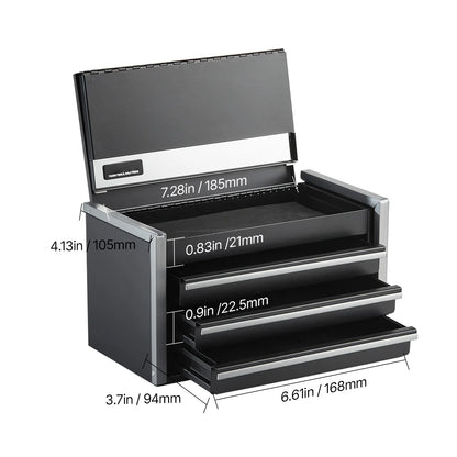 Portable Metal Tool Box with 3 Drawers