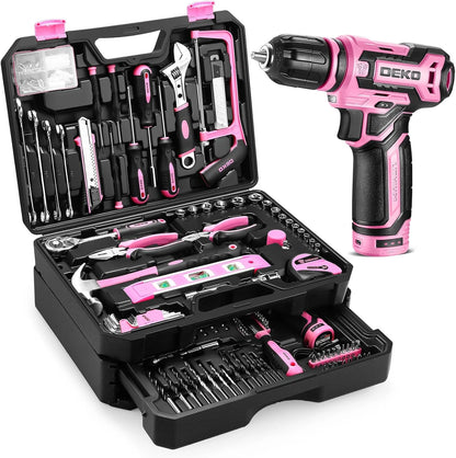 Home Mechanic Tool Kit with 12V Cordless Drill