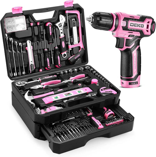 Home Mechanic Tool Kit with 12V Cordless Drill