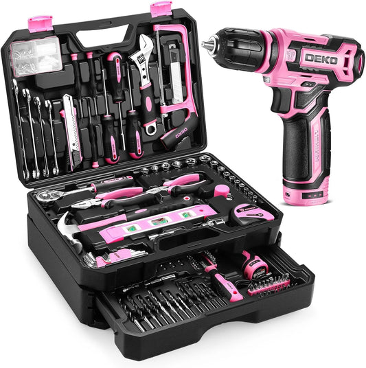 Home Mechanic Tool Kit with 12V Cordless Drill