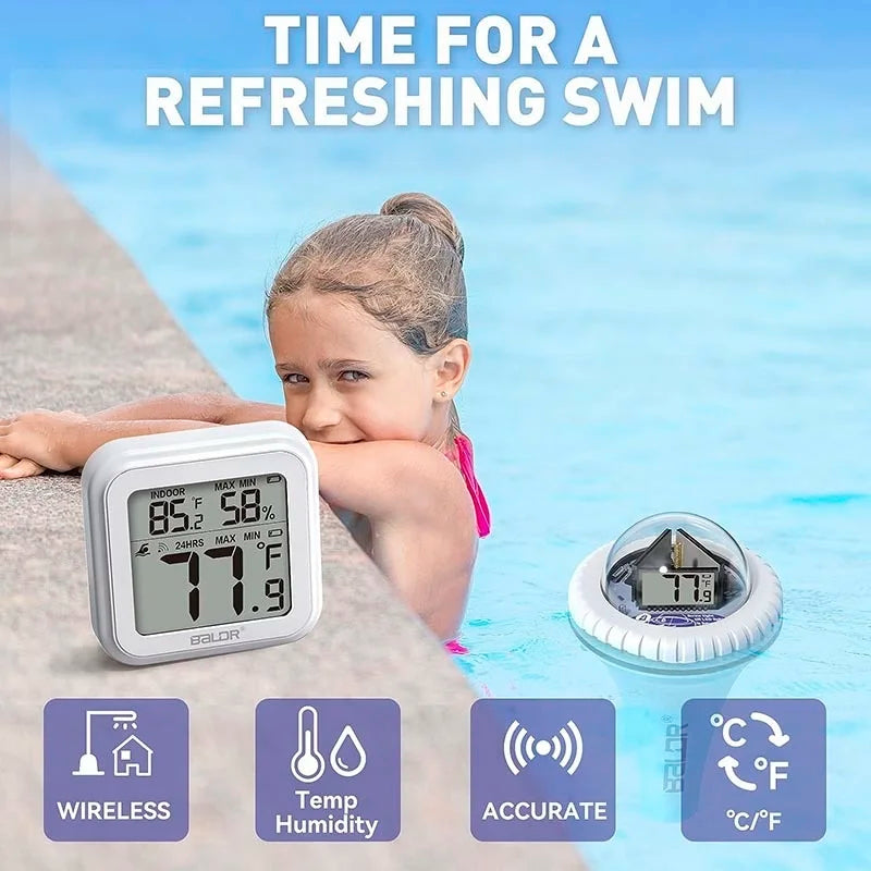 Pool Thermometer Wireless, Digital Pool Thermometer Floating With Remote Temperature Receiver