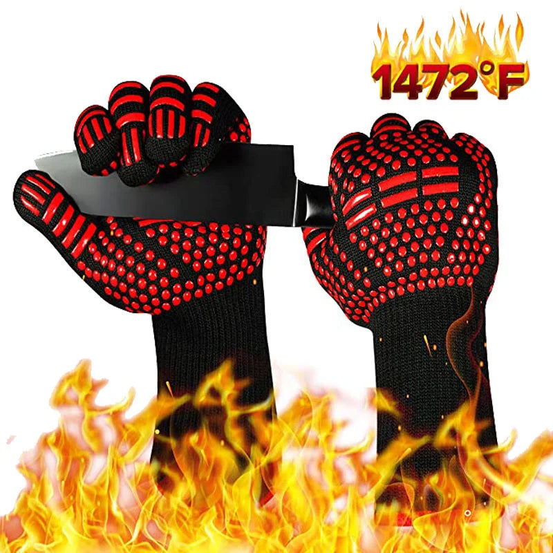 Temperature Resistance Microwave Oven Gloves Oven Mitts 500-800 Degrees Fireproof Barbecue Heat Insulation BBQ Gloves