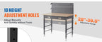 2000lbs Hardwood Workbench Oak Plank Garage Work Table Carbon Steel with 3m Cable 30 Hooks for Garage Office Workshop