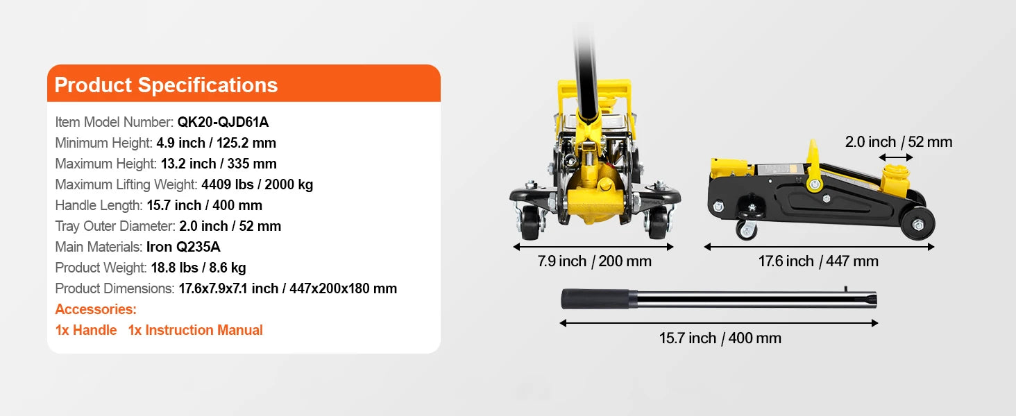 Low Profile Floor Jack 2 Ton Heavy Duty Iron Hydraulic Racing Floor Jack Hydraulic Jack Single Piston Quick Lift Pump