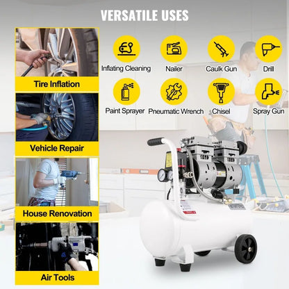 6.6 Gallon Quiet Pancake Air Compressor 115 PSI
