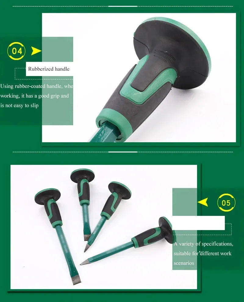 Stone chisel 250/300 long steel chisel chopper with rubber sleeve flat head flat chisel masonry chisel