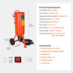 5/10/20 Gallon Sand Blaster 60-110 PSI Portable Air Sandblaster Kit w/ Oil-Water Separator for Paint Stain Rust Removal