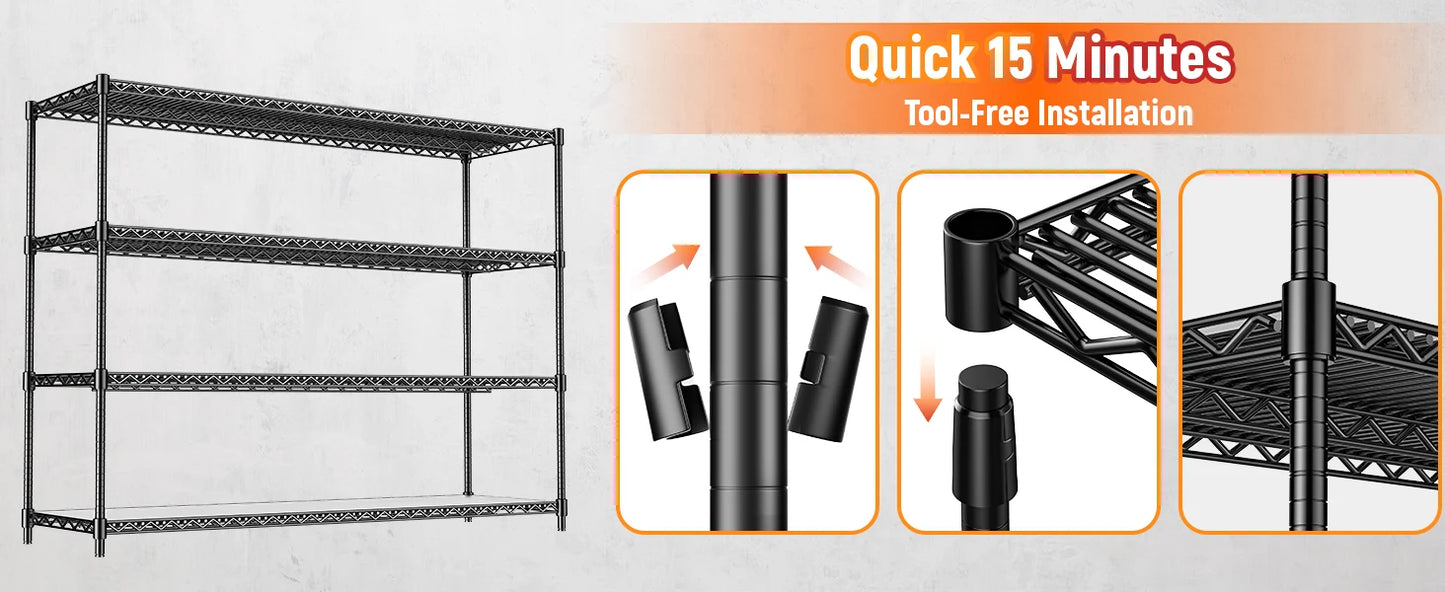 60" Wire Storage Shelving 2640 lbs - Adjustable