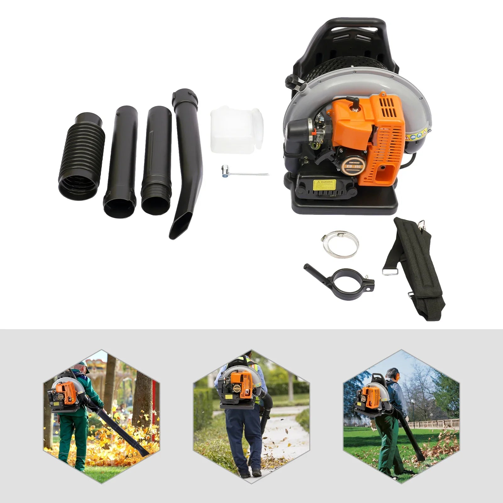 65 CC 2 Stroke Backpack Gas Powered Leaf Blower Commercial Grass Lawn Blower