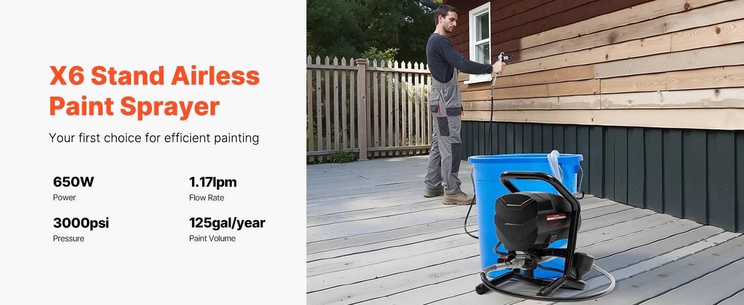 Stand Airless Paint Sprayer, 650W High Efficiency Airless Sprayer, 3000PSI Electric Paint Sprayer Machine Extension Rod