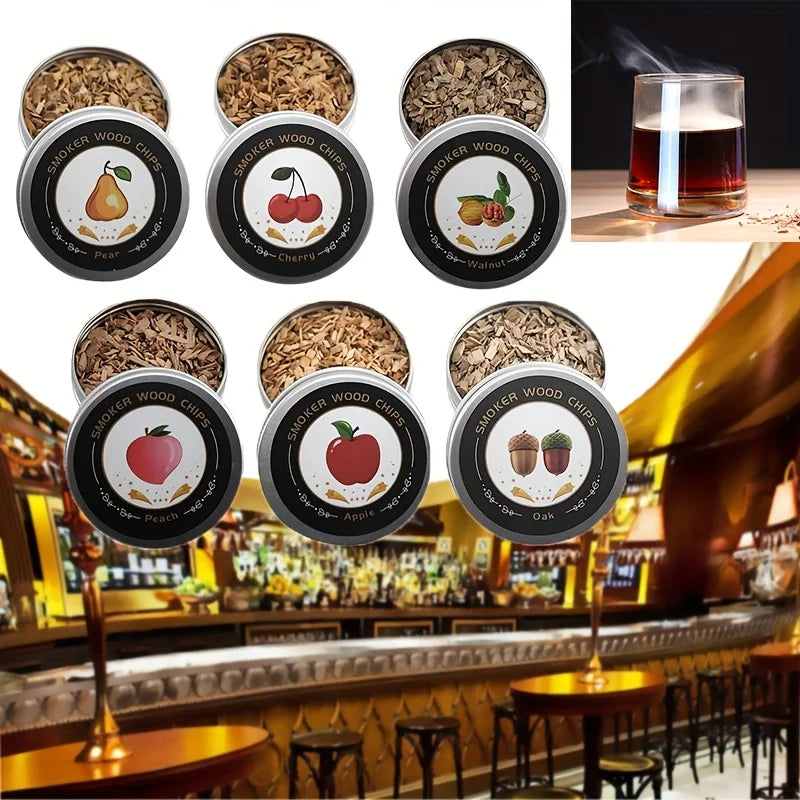 Smoking Wood Chips for Cocktail Smoker Whiskey Smoker 6 Flavors Natural Wood Chips Husband Father's Gift Smoke Gun Cocktails