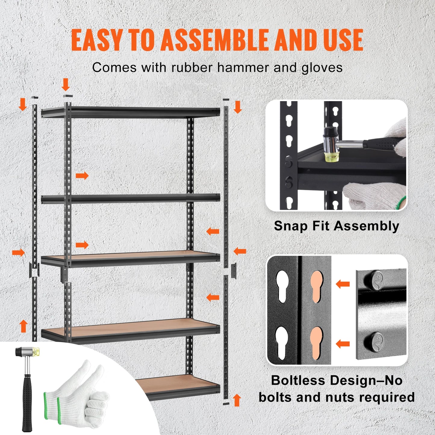 5-Tier Metal Storage Shelving Unit - Heavy Duty