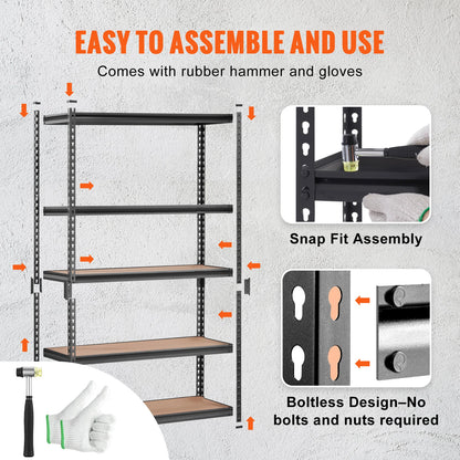 5-Tier Metal Storage Shelving Unit - Heavy Duty