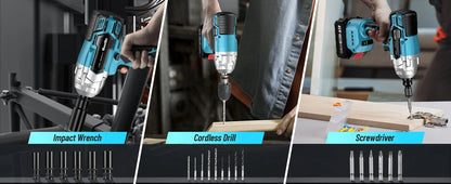 Cordless Impact Wrench 650Nm 1/2" with 2 Batteries