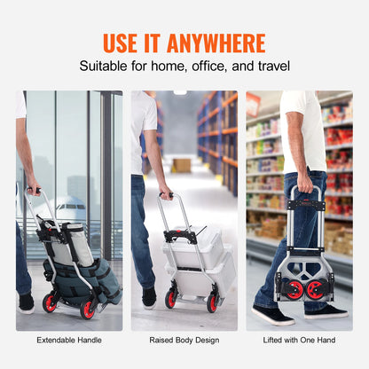 Folding Hand Truck 176 lbs - Aluminum Stair Climbing Dolly