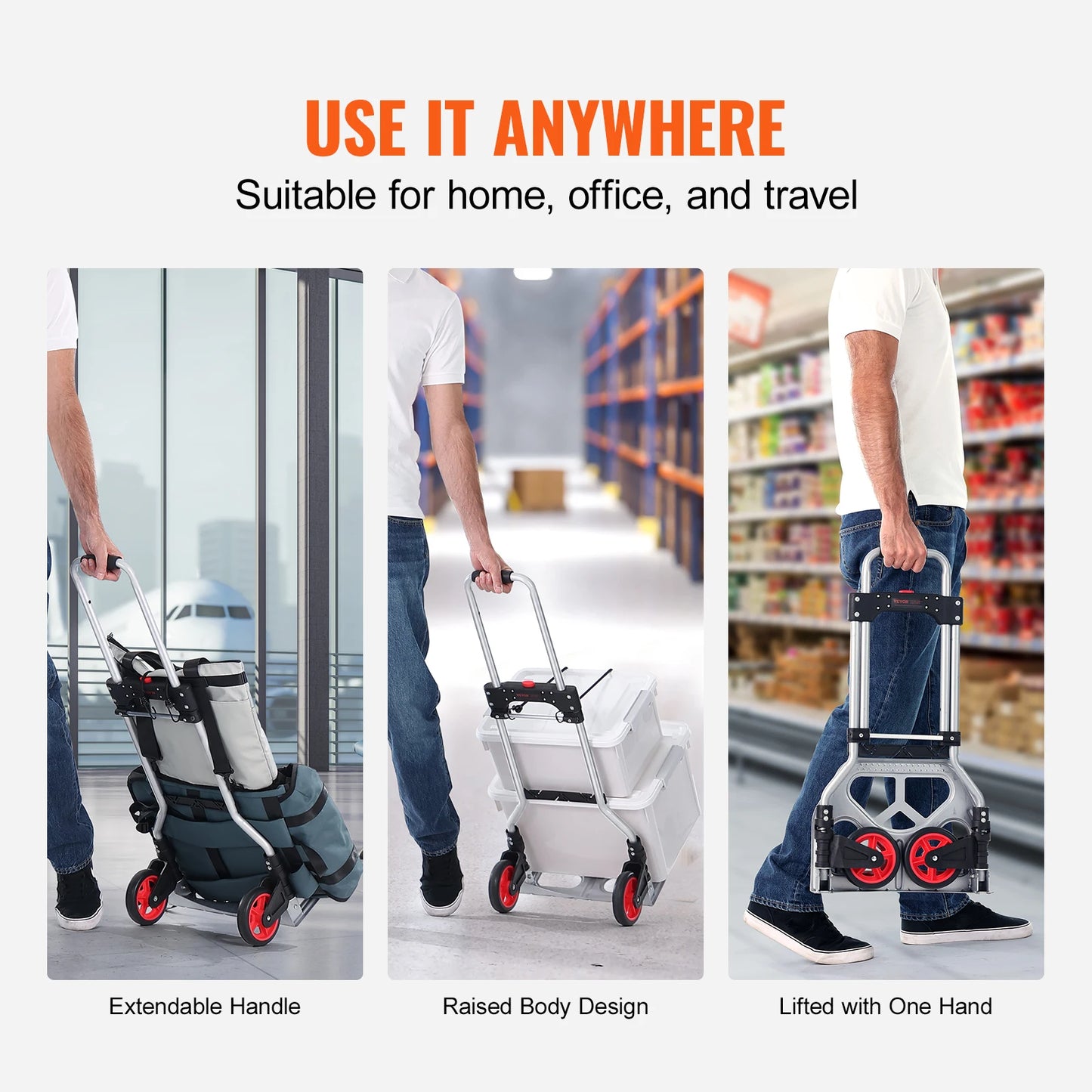 176 lbs Folding Hand Truck with Telescoping Handle