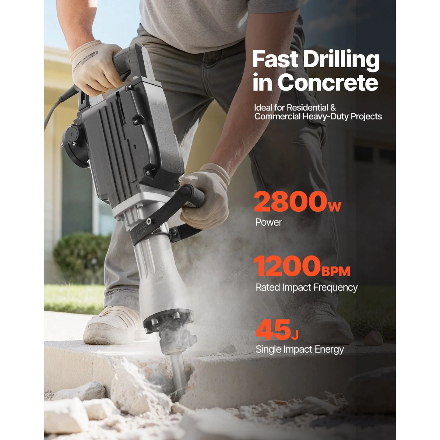 2800W Demolition Jack Hammer 1200 BPM with Case