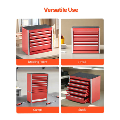 5-Drawer Metal Tool Box 8.6" - Portable Chest