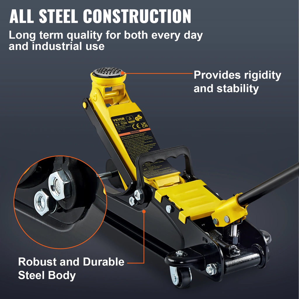 2.5T Floor Hydraulic Jack Pneumatic Low Profile Floor Jack Heavy-Duty Steel Racing Floor Jack with Piston Lift Pump