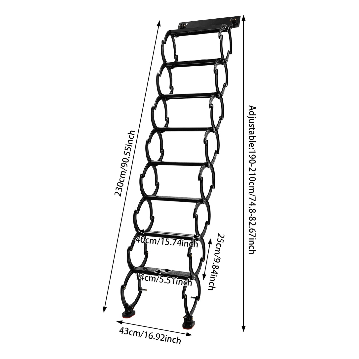 Wall Mounted Pull-Down Attic Ladder 6/7/8 Steps