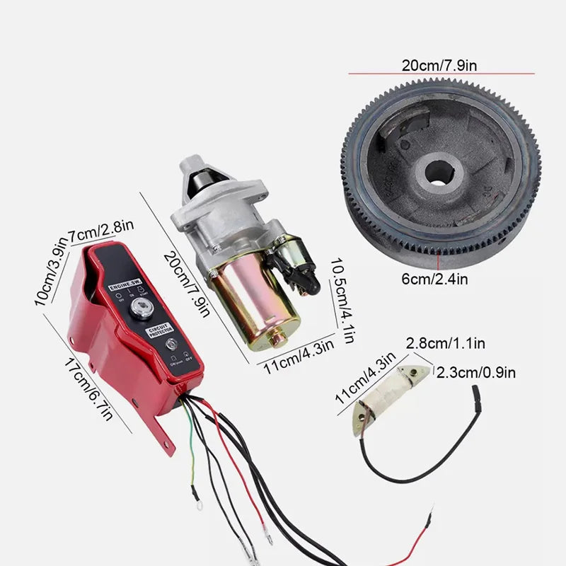 Engine Electric Starter Motor Kit 188F 190F For Honda GX340 11HP GX390 13HP Housing Solenoid Switch Box Charging Coil