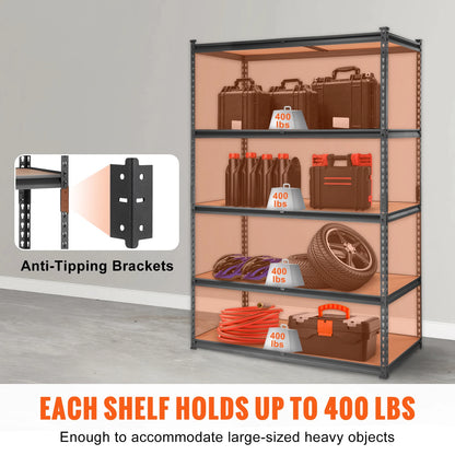 5-Tier Metal Storage Shelving Unit - Heavy Duty
