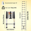 Telescoping Ladder Stainless Steel Folding Ladder Portable Extendable Loft Ladder Capacity Max Load 150kg/330lb,EN131