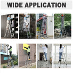 4/5/6 Step Folding Extension Ladder, Aluminum Portable Compact Safety Loft Ladders, 330 LBS Max Load, EN131