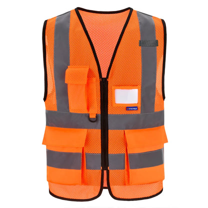 Hi-Vis Reflective Vest with Zip Pocket - Custom Logo