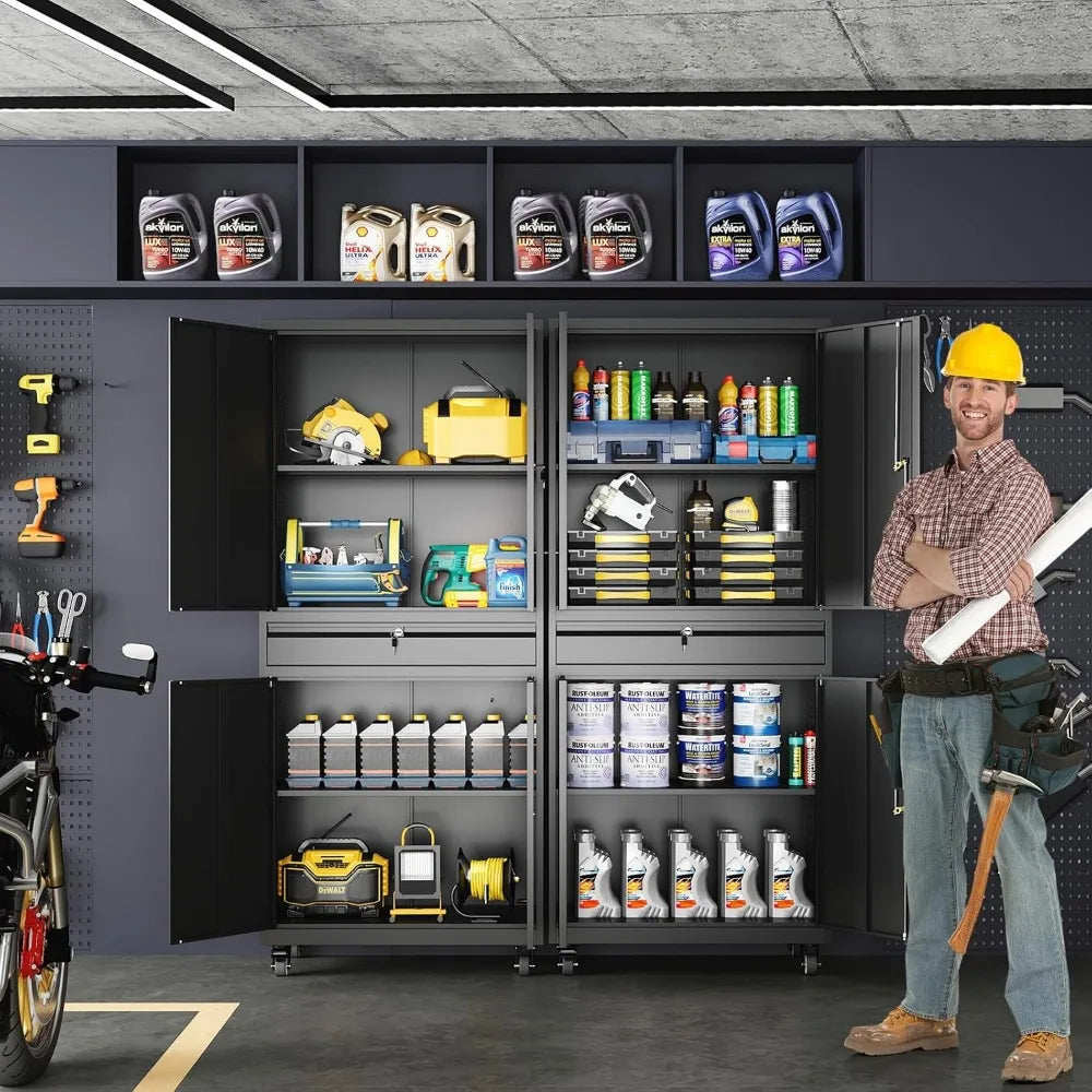 Rolling Garage Cabinet with Locking Doors & Drawer