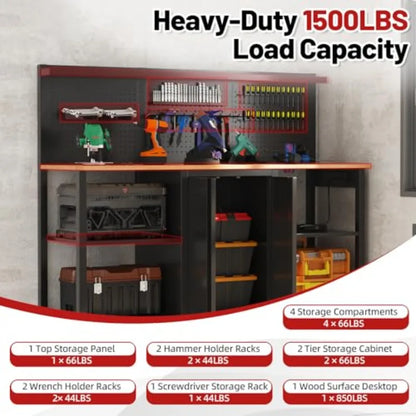 60" Workbench with Garage Cabinet Storage 2000 lbs