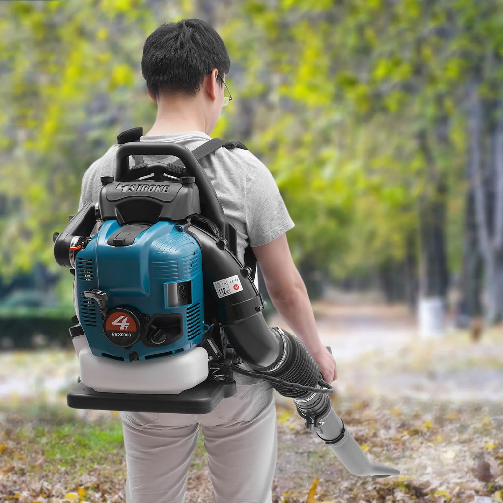 75.6CC 4 Stroke Backpack Leaf Blower 2.6KW Gasoline Powered Engine Lawn Blower Cordless Snow Dust Blowing Cleaning Tool 7000Rpm