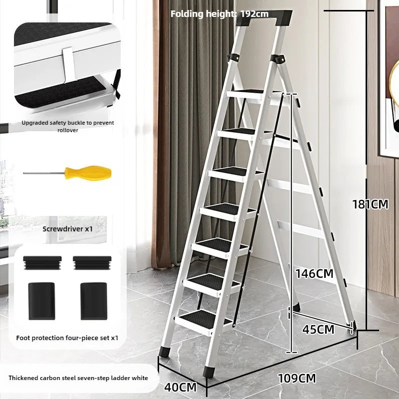 Home ladder stool folding zigzag ladder anti slip pedal ladder indoor and outdoor multifunctional portable ladder