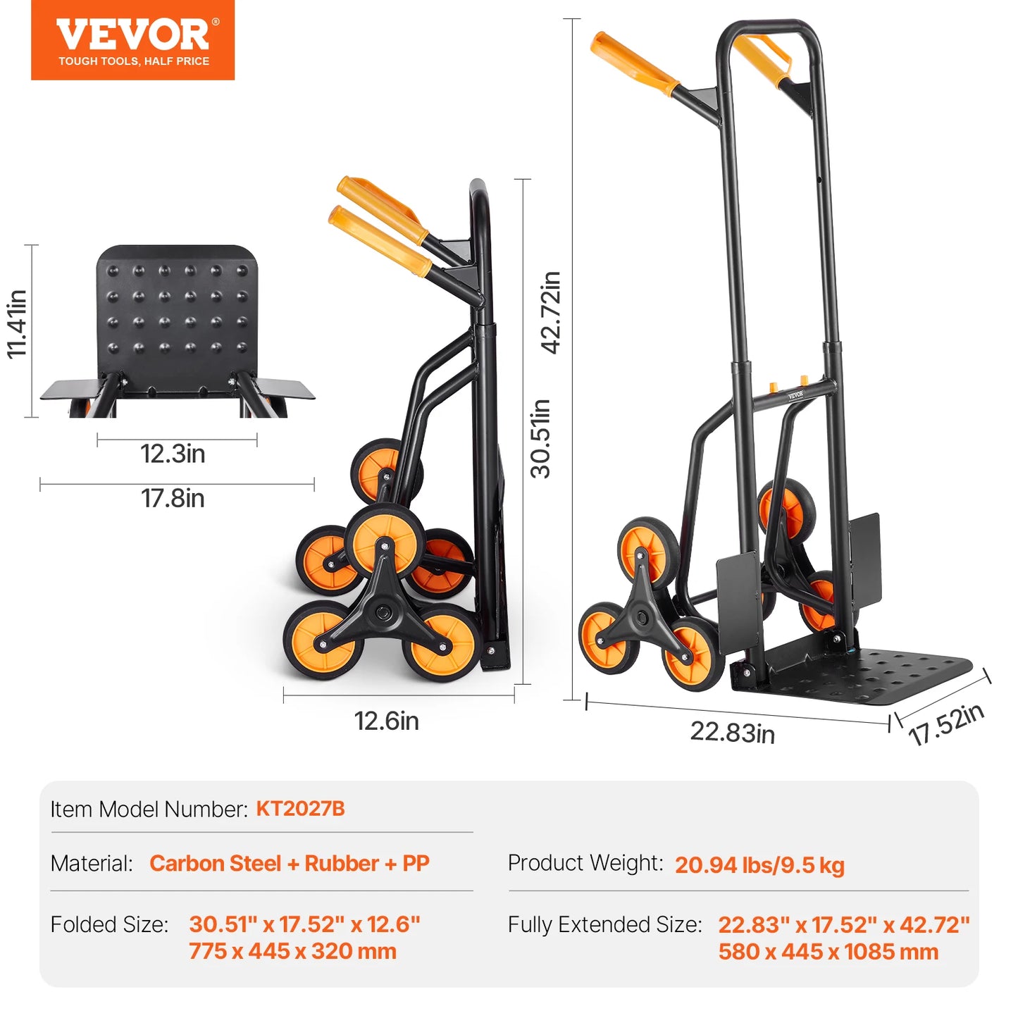 Stair Climbing Hand Truck 440/770 lbs with 6 Wheels