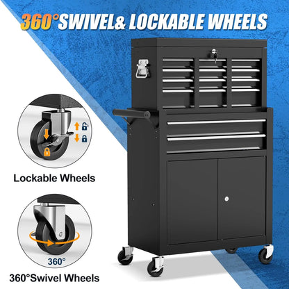 10-Drawer Rolling Tool Chest with Wheels - Garage Edition