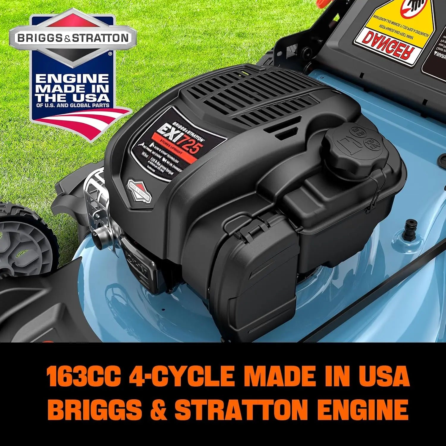 Self Propelled Lawn Mower Gas Powered 163cc 4-Cycle Engine Rear Wheel Drive Variable Speed 6 Height Adjustments