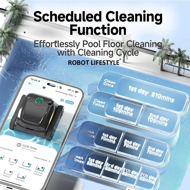 Cleaner Pool Robot Cordless WYBOT S2 for Large Swimming Pools Wall Climbing Function Pool Vacuum Cleaner APP Control