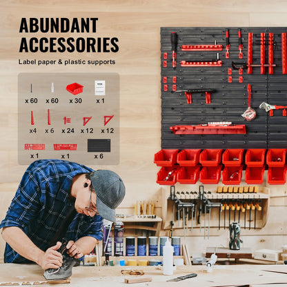 30-Bin Wall Mounted Parts Rack Organizer with Hooks
