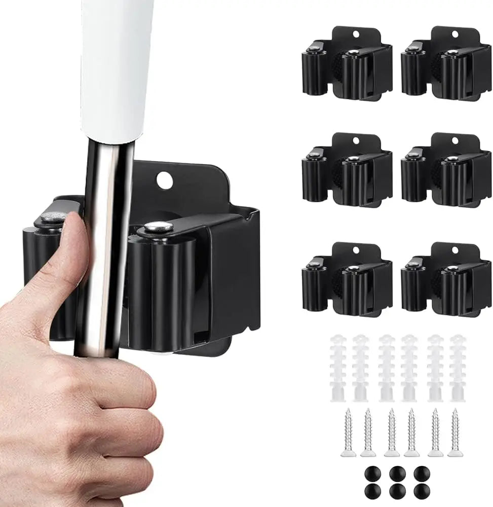 6-Pack Wall Mount Broom & Garden Tool Organizer