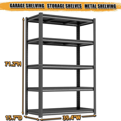 5-Tier Garage Shelving 3000 lbs, 71" H Metal Rack