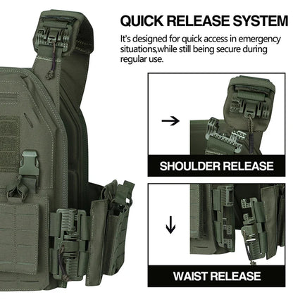 Ranger Green Plate Carrier Vest - Quick Release Molle