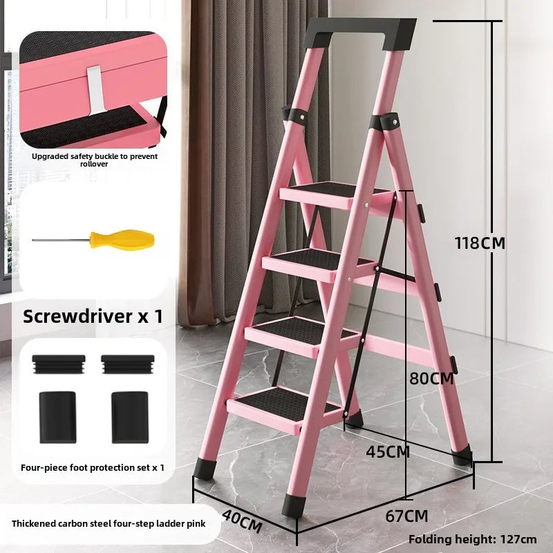 Home ladder stool folding zigzag ladder anti slip pedal ladder indoor and outdoor multifunctional portable ladder