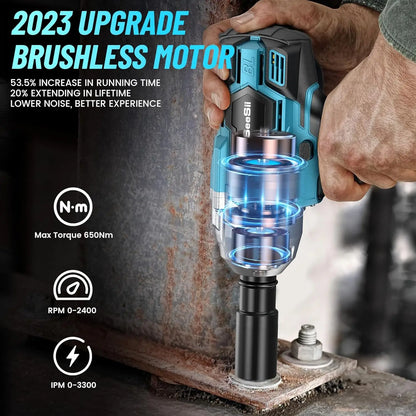 Cordless Impact Wrench 650Nm 1/2" with 2 Batteries