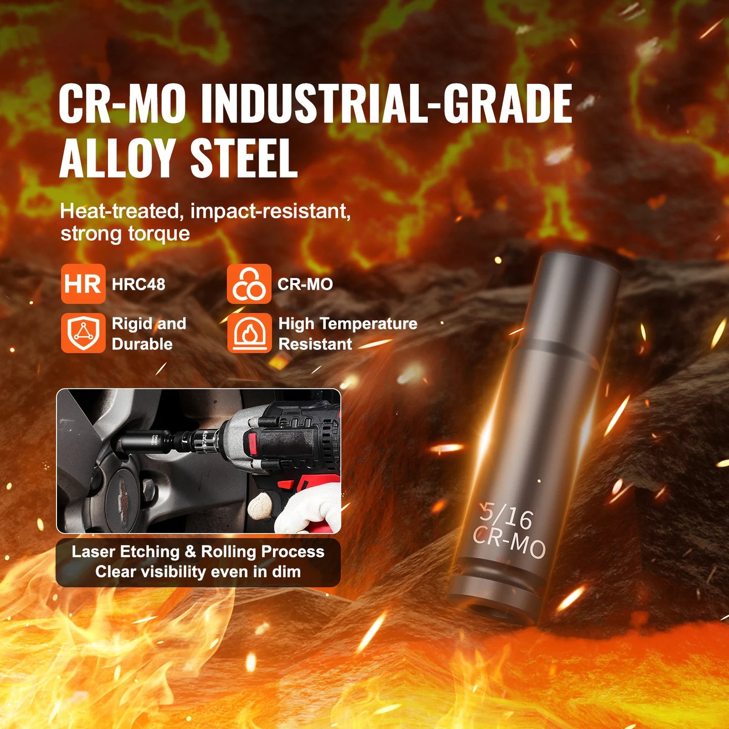 Impact Socket Set Deep & Shallow Cr-V with Case